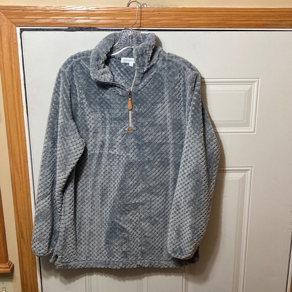 Cozy Gray Plush‎ Quarter-Zip Pullover S